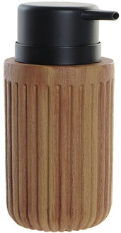 Items Zeeppompje/zeepdispenser - hout look - bruin - kunststof - 350 ml - navulbaar - badkamer/keuken