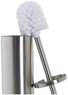 Itmes Toiletborstel met houder - RVS - 39 cm - Toiletborstels Zilverkleurig