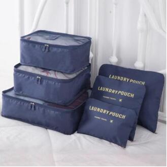 IUX Nylon Verpakking Kubus Reistas Systeem Duurzaam 6 Delige Set Grote Capaciteit Van Tassen Unisex Kleding Sorteren Organiseren deepblue