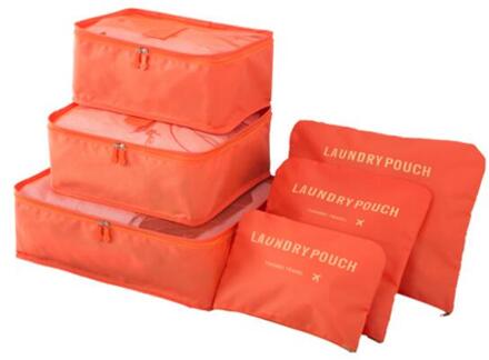 IUX Nylon Verpakking Kubus Reistas Systeem Duurzaam 6 Delige Set Grote Capaciteit Van Tassen Unisex Kleding Sorteren Organiseren oranje