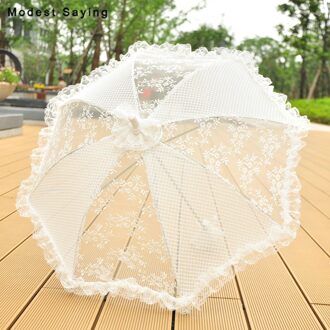 Ivoor Lange Kant Cover Bridal Douches Parasol Wedding Paraplu Accessoires Decoraties ombrelle mariage