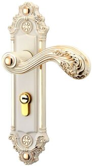 Ivoor Wit Kamer Handvat Slot Voor Slaapkamer Badkamer Handvat Deurslot Houten Deur Poort Sloten Luxe Handvat Knoppen Antieke Brons goud met key