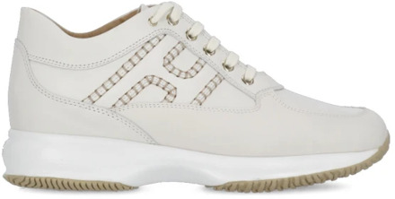 Ivory Leren Sneakers voor Vrouwen Hogan , Beige , Dames - 35 EU
