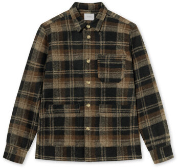 Ivy wool overshirt f855 brown check Bruin - XL