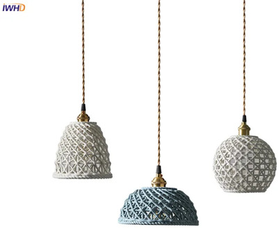 IWHD Japan Style Ceramic LED Pendant Lights Fxitures Cafe Bedroom Living Room Light Copper Nordic Modern Pendant Lamp Lighting