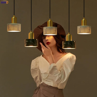IWHD Nordic Style Marble LED Pendant Light Dinning Living Room Lights Copper Simple Modern Pendant Lamp Hanglamp Luminaria