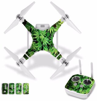 [J30014] Groene Plant Waterdichte Pvc Sticker Skin Sticker Voor Dji Phantom 3 Drone Body Bescherming Film + Remote controller Cover