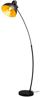 Jaafra Vloerlamp - E27 - 158 cm - Zwart, Goud Goud, Zwart