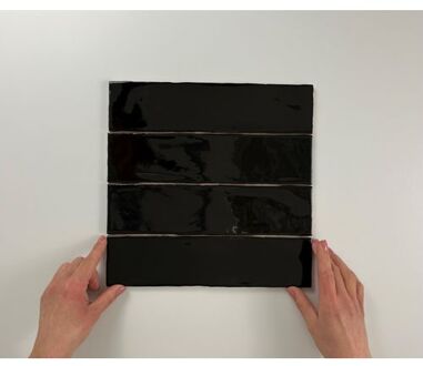 Jabo 2m² - Wandtegels Colonial Black Glans - 7,5x30 cm