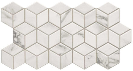 Jabo Rhombus wand- en vloertegel - 26.5x51cm - 10mm - Zeshoek - Marmerlook - Wit mat SW07311660