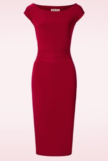 Jacintha potlood midi-jurk in rood