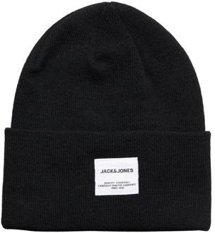 Jack and Jones Beanie Zwart Brede Rand Acryl - ONESIZE