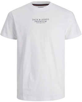 Jack & Jones Archie Korte Mouw Ronde Hals T-shirt met Verhoogd Label Print Jack & Jones , White , Heren - 2Xl,S