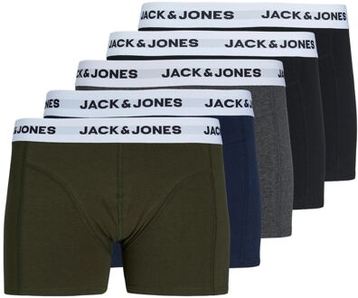 Jack & Jones Basic Trunks Boxershorts Heren (5-pack) grijs - groen - blauw - zwart - wit - XXL