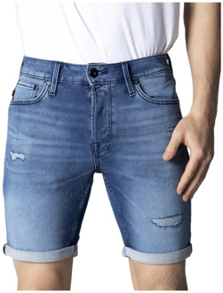 Jack & Jones Blauwe Katoenmix Shorts met Rits Jack & Jones , Blue , Heren