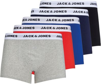 Jack & Jones Boxershorts Heren (5-pack) grijs - rood - blauw - zwart - wit - L