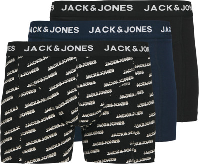 Jack & Jones Boxershorts JACBRIAN Trunks 3-pack Navy Blazer / Black-L Blauw,Zwart - L