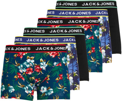 Jack & Jones Boxershorts JACFLOWER Trunks 6-pack Zwart / Navy-L Multicolor - L