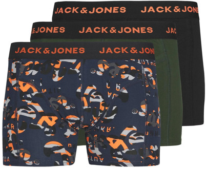 Jack & Jones Boxershorts trunks jongens jacneon donkerblauw/groen/zwart Print / Multi - 116