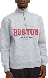Jack & Jones Bradley Cedric Half Zip Sweater Heren licht grijs - rood - M