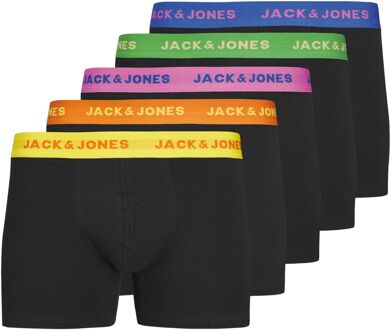 Jack & Jones Cleo Solid Trunk Boxershorts Heren (5-pack) zwart - geel - oranje - roze - groen - blauw - L