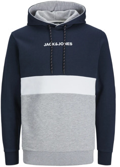 Jack & Jones Colorblock Hoodie Reid Blokkerende Sweatshirt Jack & Jones , Blue , Heren - 2Xl,Xl,L,M,S