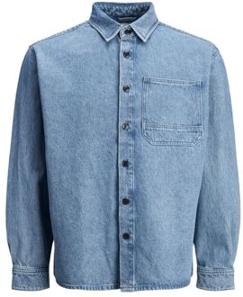 Jack & Jones Denim Overhemd Lange Mouw Klassieke Pasvorm Lichtgrijs - EU 52