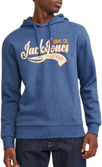 Jack & Jones Essentials Logo 2 Hoodie Heren blauw - oranje - wit - S