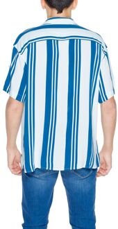 Jack & Jones Gestreepte Viscose Korte Mouw Shirt Wit - EU 52