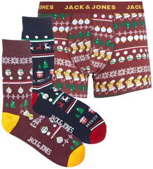 Jack & Jones Giftbox heren 2-paar sokken + boxershort jacjingle Print / Multi - L
