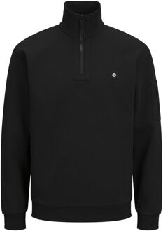 Jack & Jones Half Zip Sweater in Zwart Jack & Jones , Black , Heren - 2Xl,Xl,L,M,S