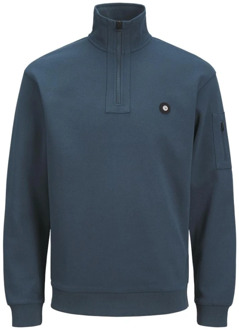 Jack & Jones Half Zip Sweatshirt Midnight Navy Blue Jack & Jones , Blue , Heren - 2Xl,Xl,L,M,S