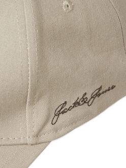 Jack & Jones Heren baseball cap jacbase louis linnen taupe - maat One size Veelkleurig