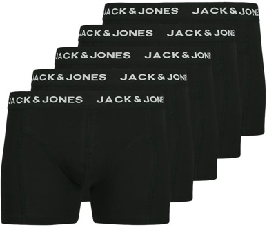 Jack & Jones Heren boxershorts effen trunks jacanthony 5-pack Zwart - M