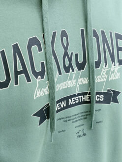 Jack & Jones Heren hoodie jjelogo logo print turquoise - maat XL Veelkleurig