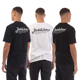 Jack & Jones Heren Jack Jones 3-pack Beau Footprint T-Shirts in Navy