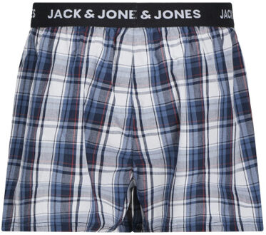 Jack & Jones Heren plus size wijde boxershorts geweven jacsaigon 3-pack donkerblauw/zwart Veelkleurig - XXL