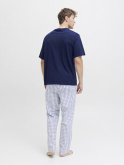 Jack & Jones Heren pyjama set lange pyjamabroek jacflorence blauw/wit geblokt Veelkleurig - XXL