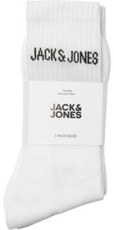 Jack & Jones Heren sportsokken jacregen tennissokken 5-pack one size - maat One size Wit
