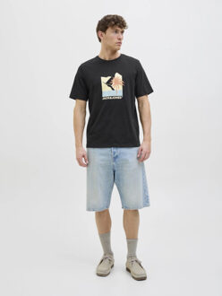Jack & Jones Heren t-shirt jjbarbados ronde hals Zwart - XL