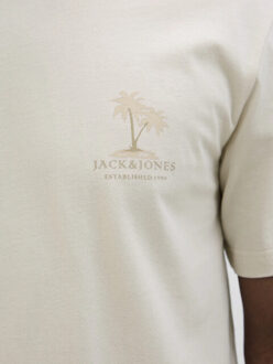 Jack & Jones Heren t-shirt jjsummer ronde hals Beige - XXL