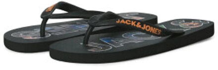 Jack & Jones Heren teenslippers jfwlogo palm print antraciet Grijs - 44-45