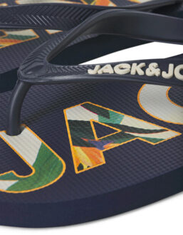 Jack & Jones Heren teenslippers jfwlogo palm print blauw Veelkleurig - 44-45