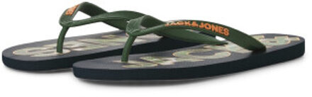 Jack & Jones Heren teenslippers jfwlogo palm print donkerblauw/groen Veelkleurig - 40-41