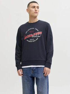 Jack & Jones Heren trui jjelogo sweatshirt logo print donker Blauw