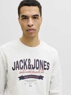 Jack & Jones Heren trui jjelogo sweatshirt logo print - maat L Wit