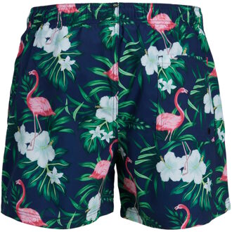 Jack & Jones Heren zwemshort jpstmaui flamingo print blauw Donkerblauw