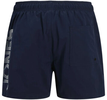 Jack & Jones Heren zwemshort jpstmaui jjswim splicelogo effen donker - maat M Blauw