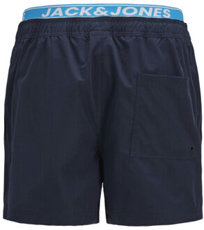 Jack & Jones Heren zwemshort jpstmaui neon dubbele waistband donkerblauw/lichtblauw - XL