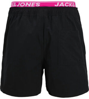 Jack & Jones Heren zwemshort jpstmaui neon dubbele waistband zwart/roze - XL